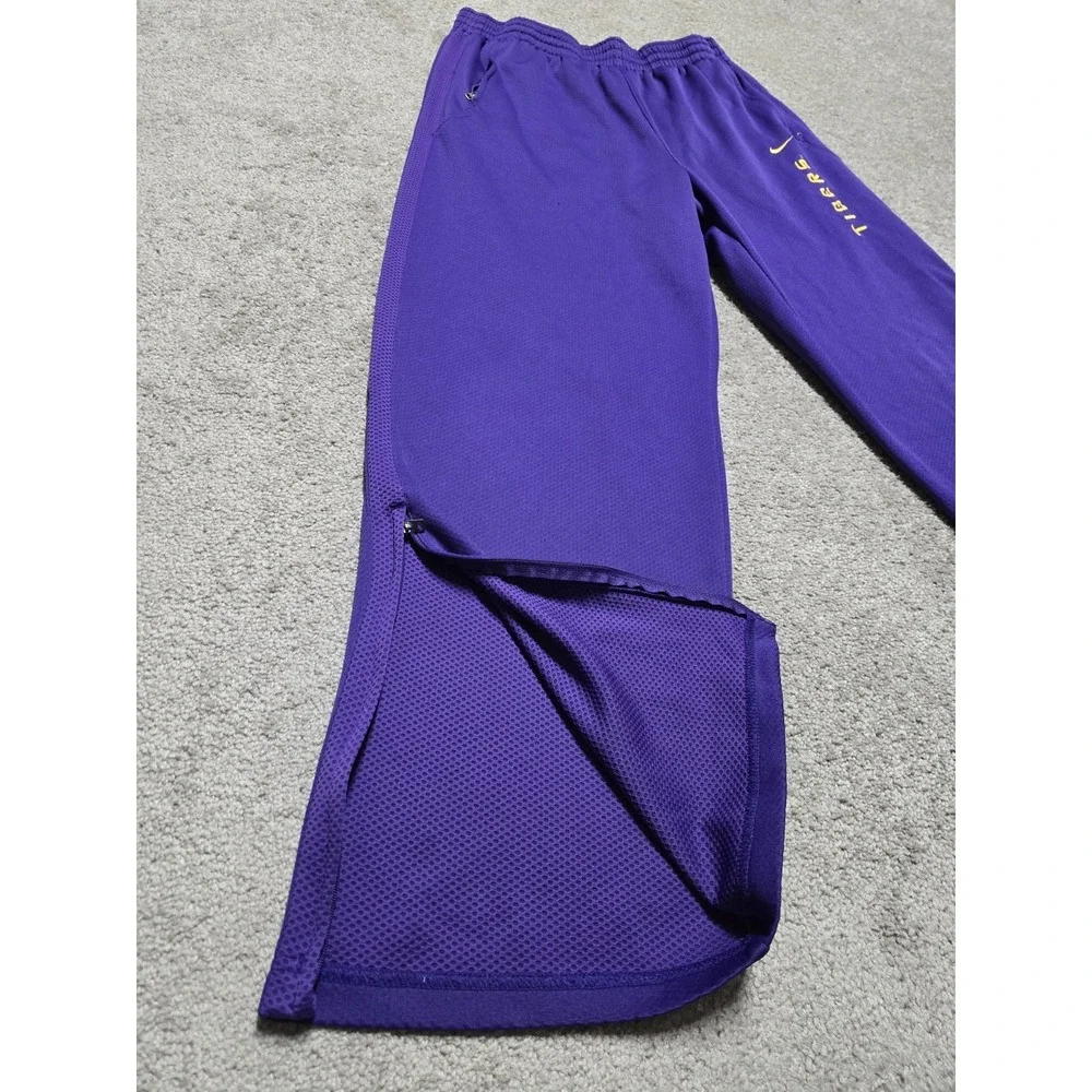 VTG Nike LSU‎ Tigers Team Issued purple Sweatpants Warmup Track Pants Dri-Fit XL
